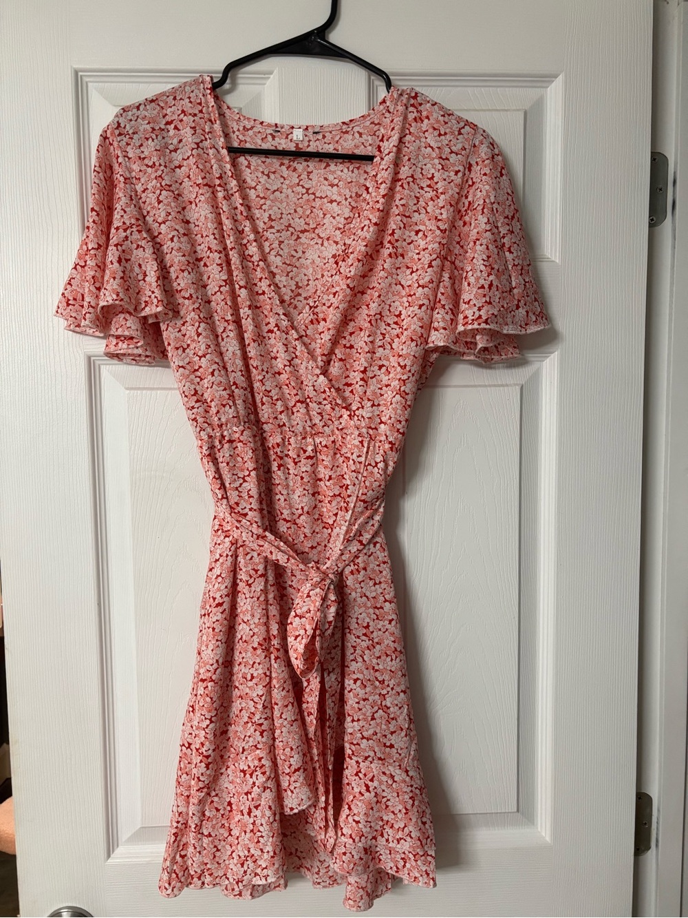 Women's Pink/RedFloral Dress with Tie Waist